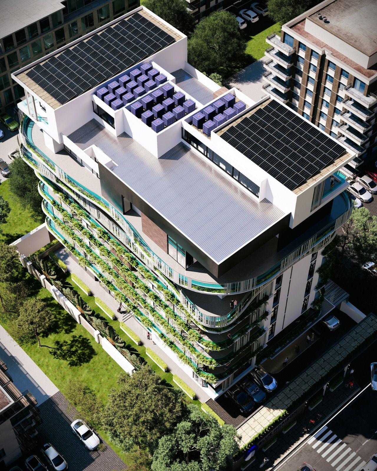 Rooftop and solar array, Blue Horizon, artist’s impression